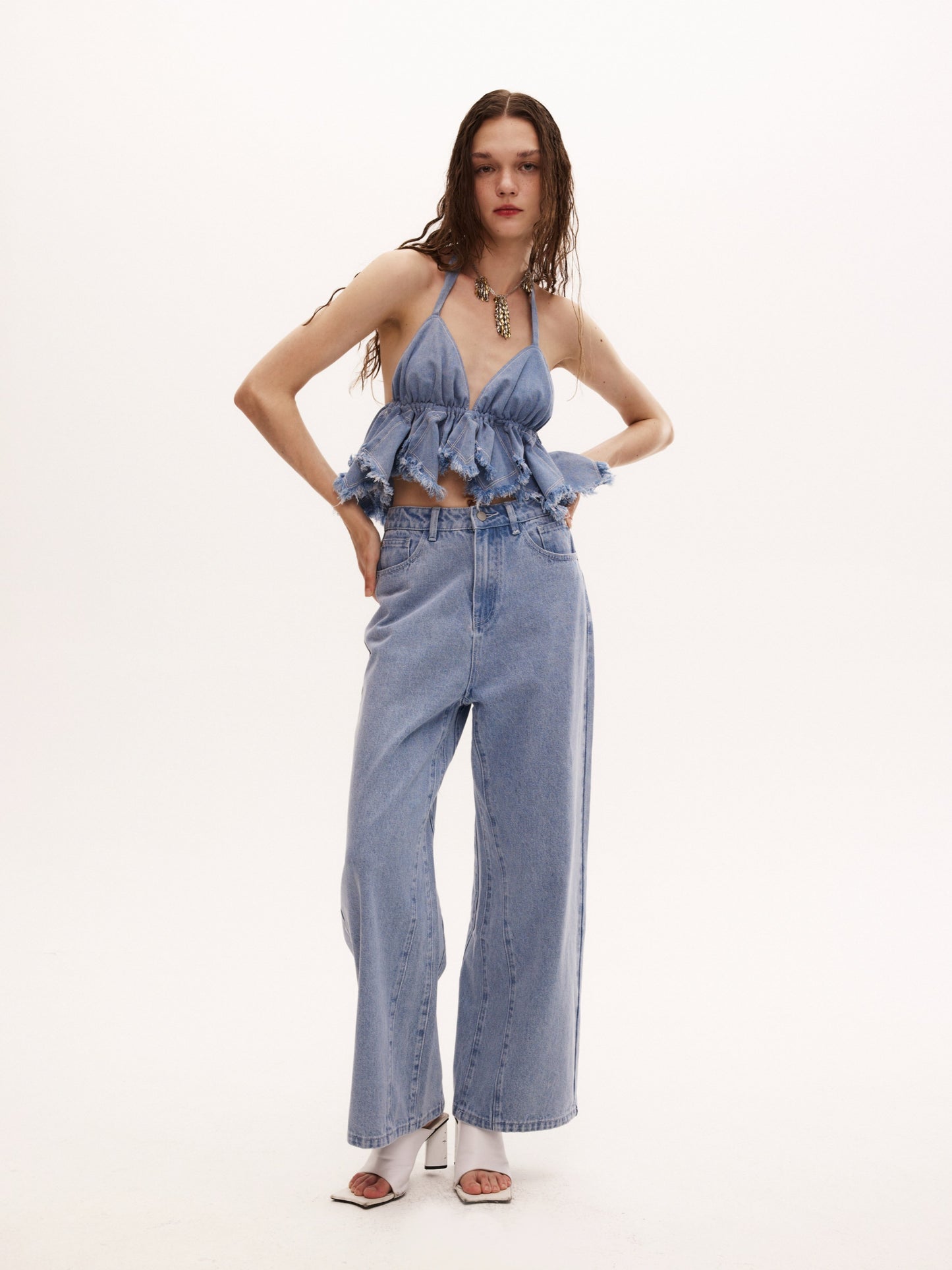 ZAYU TOP in denim blue