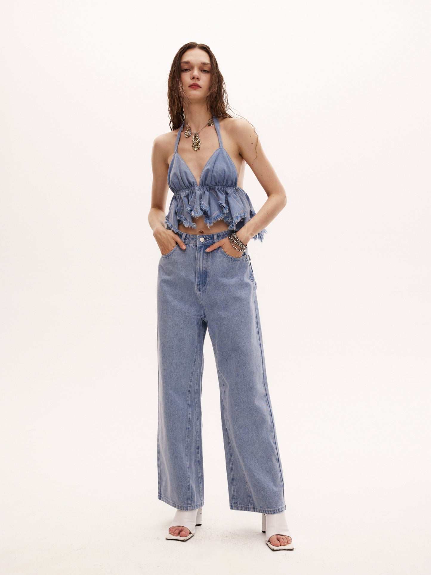 ZAYU TOP in denim blue
